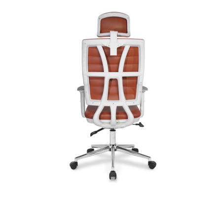 Jumbo Beyaz Gövde Deri Döşemeli Çalışma Koltuk